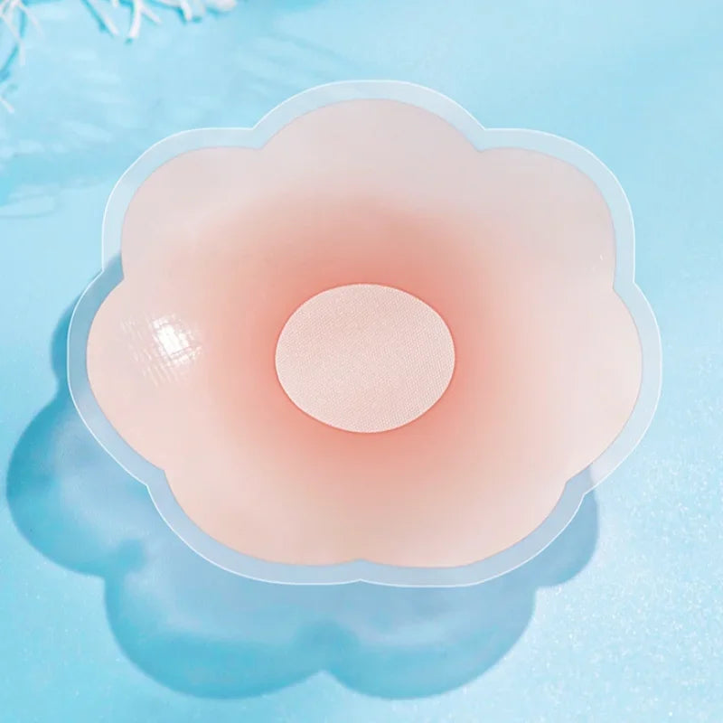 2Pieces/Set Of Circular Flower Shaped Women'S Silicone Pull-Up Chest Patch Ultra-Thin Anti Convex Solid Adhesive New Reusable