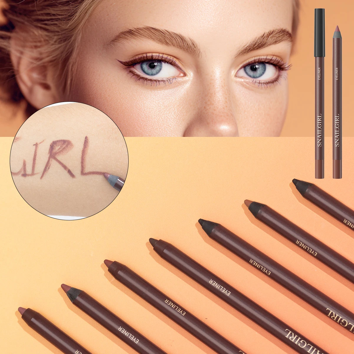 Waterproof Black Brown Eyeliner Gel Pencil Ultra-fine Matte Smooth Quick Dry Non-Smudge Easy Wear Eyeliner Pen Makeup for Eyes