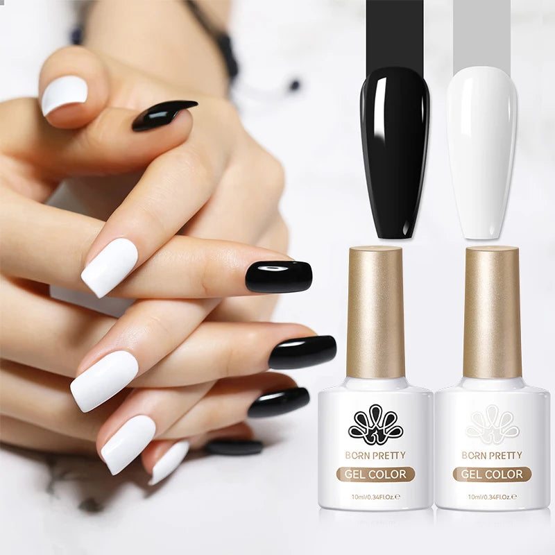 BORN PRETTY 10ML Gel Nail Polish for All Season Black White Baby Green Yellow Pink Semi Permanent Nail Salon Design French Nails