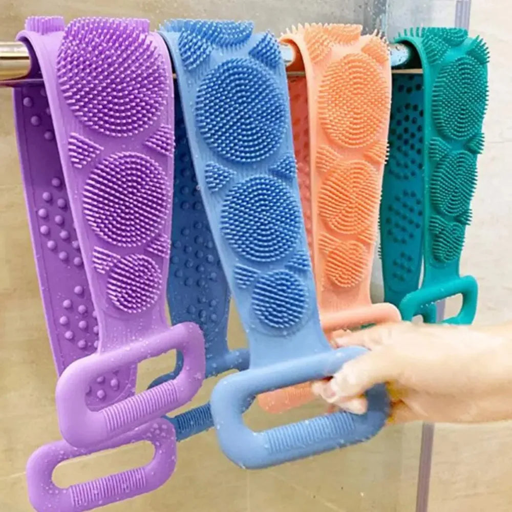 1pc Body Sponge Silicone Body Scrubber Brushes Bath Towels Scrubber Rubbing Back Peeling Skin Clean Massage Shower Belt Extended
