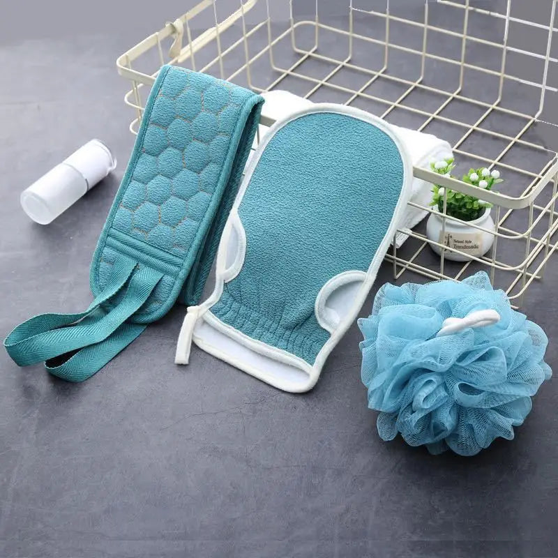 Exfoliating Body Scrubber Set with Back Scrubber Bath Glove And Shower Sponge Loofah for Deep Cleaning And Hygiene