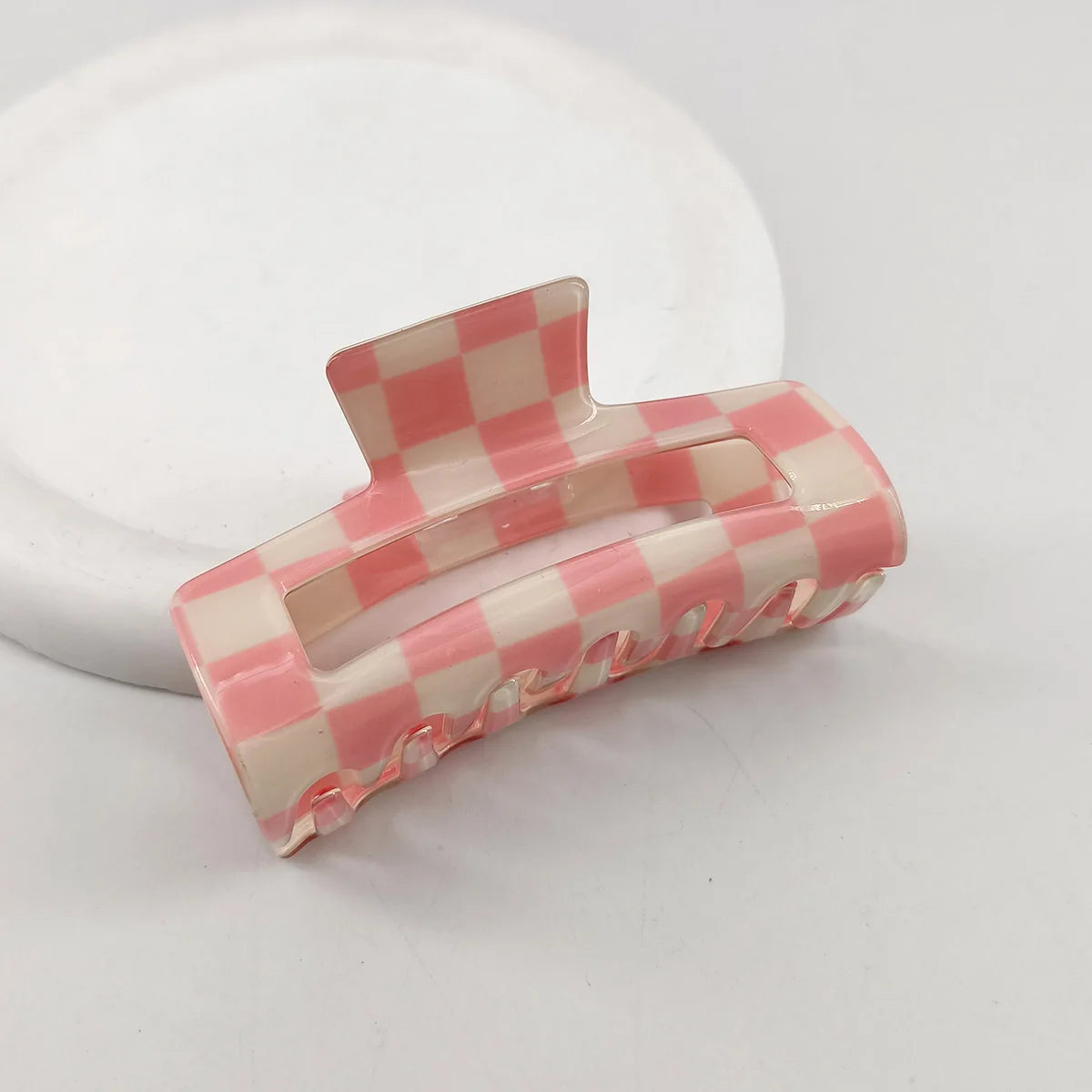 1/6 PCS Colorful Checkered Rectangle Hair Claw Clips For Women Girls Fashion Hair Clips For Styling Claw Clamps Hair Accessories