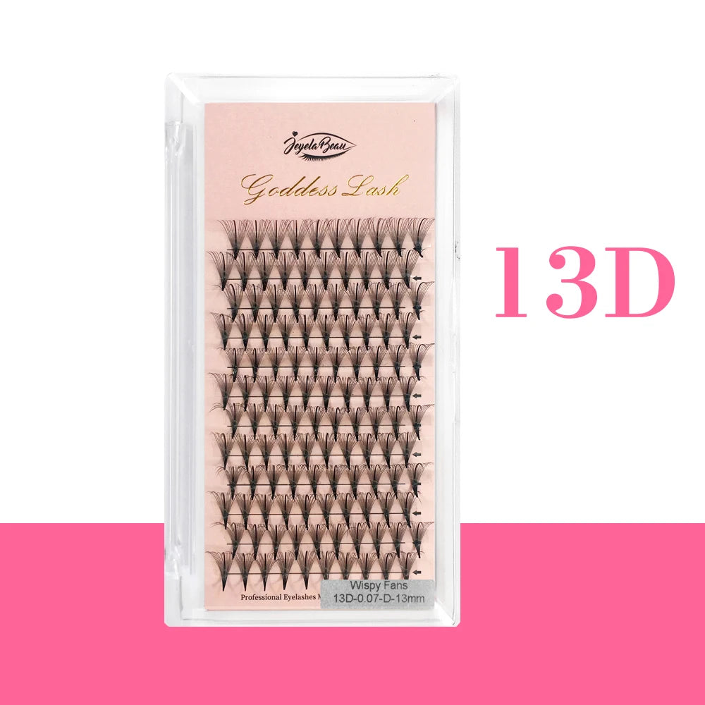 Goddess 9D/13D Premade Wispy Fan Lashes Russia Volume Fans Eyelash Extension Individual Sandwich Faux Mink Eyelashes  Cluster