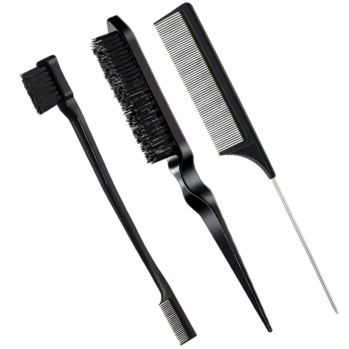 Hair Styling Comb Hair Brush Set, Teasing Edge Brush Rat Tail Comb For Curly/Straight/Wet/Dry/Long/Short Hair
