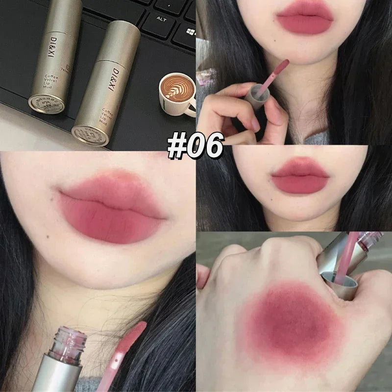 6 Color Long-Lasting Waterproof Matte Velvet Lip Gloss Mist Liquid Matte Lipstick Non-stick Cup Lip Glaze Lip Makeup Cosmetics