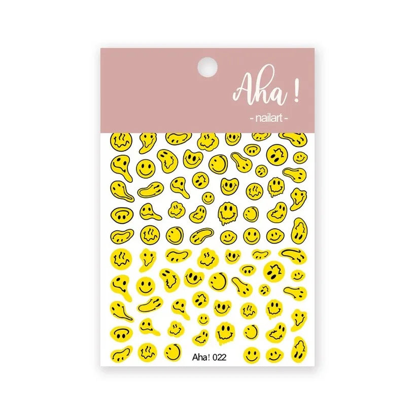 3D Yellow Smile Nlail Art Stickers Nail Decals for Nails Smile Face Manicure Japanese Design DIY Cute Nail Decals Accessories