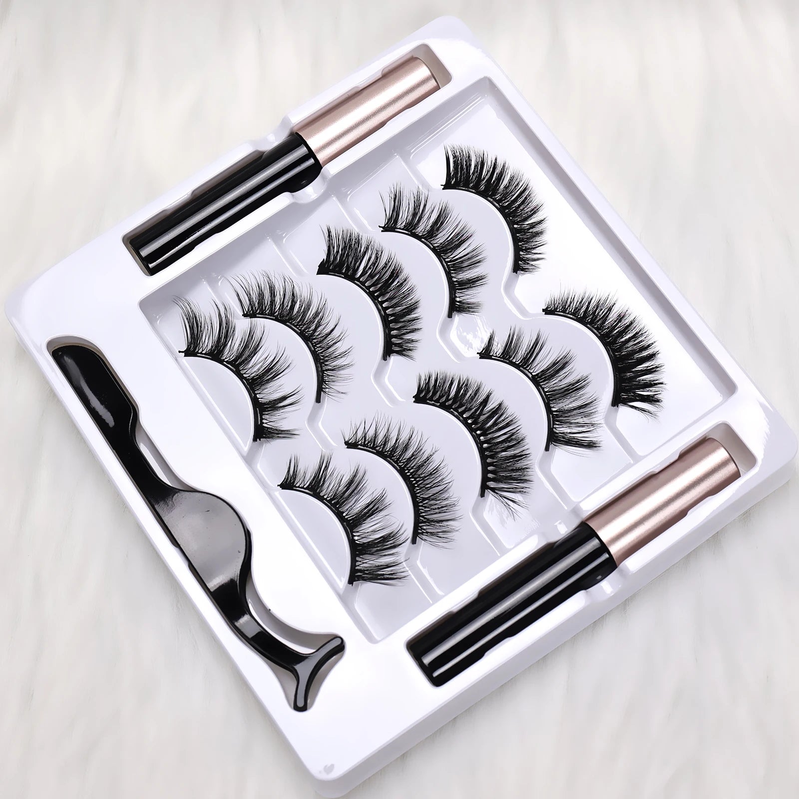 5 Pairs Magnetic Eyelashes Full Strip Set - No Glue Needed, False Lashes for Daily/Party Makeup