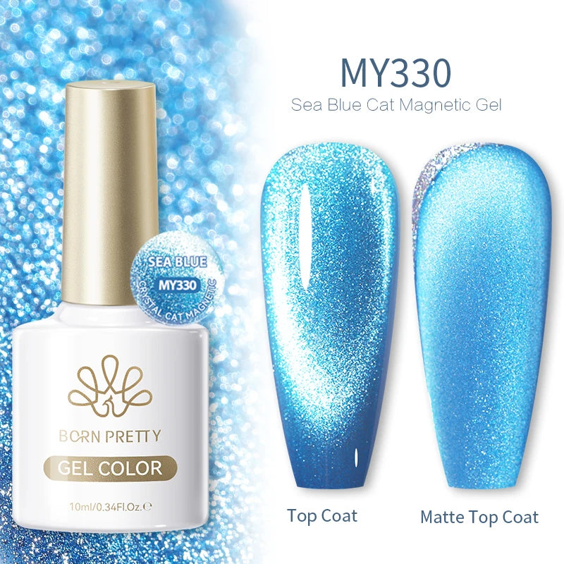 BORN PRETTY 10ml Autumn Gold Pink Glitter Cat Magnetic Gel Nail Polish Jelly Pink Semi Permanent Soak Off UV LED Varnish