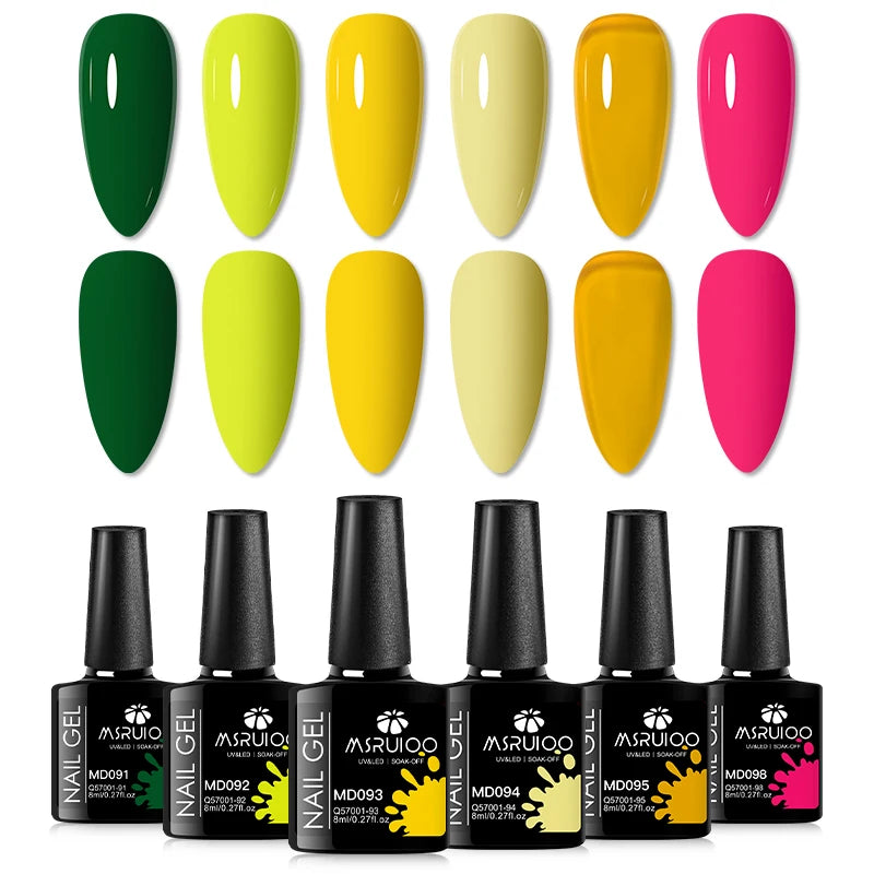 6pc All-Season Colors Gel Nail Polish Set UV LED Soak Off Nail Art Supplies Semi Permanent DIY Manicure Salon Nails Design