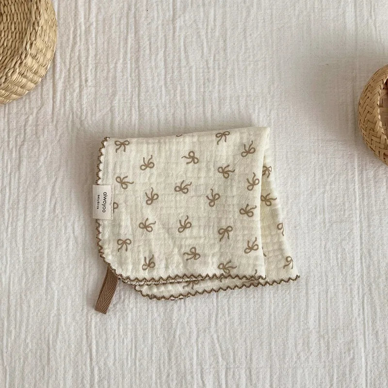 Korean Baby Wiping Face Towel Pure Cotton Floral Yarn Square Saliva Towels Infant Soft Handkerchief Newborn Kids Hand Washcloth
