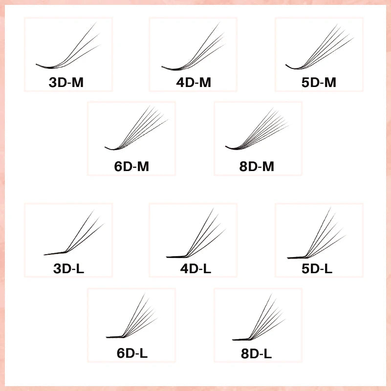 360/600 Bouquet Eyelashes L Curl M Curl Premade Volume Fans XL Tray Pre Made Pointy Base Lash Fans Prefacts Eyelash Extensions
