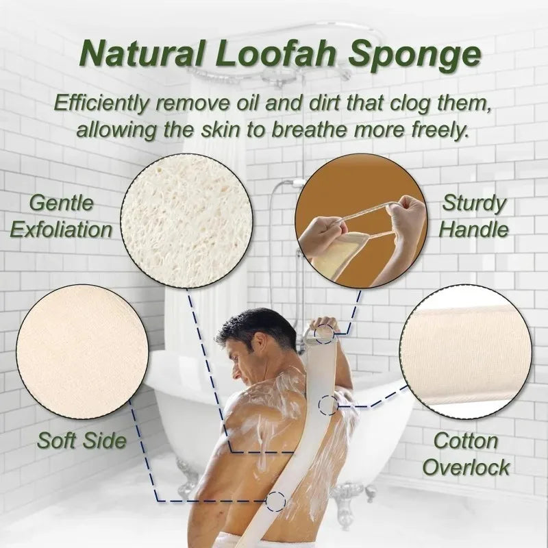 Loofah Sponge for Bathing, Long Strip for Back Scrubbing