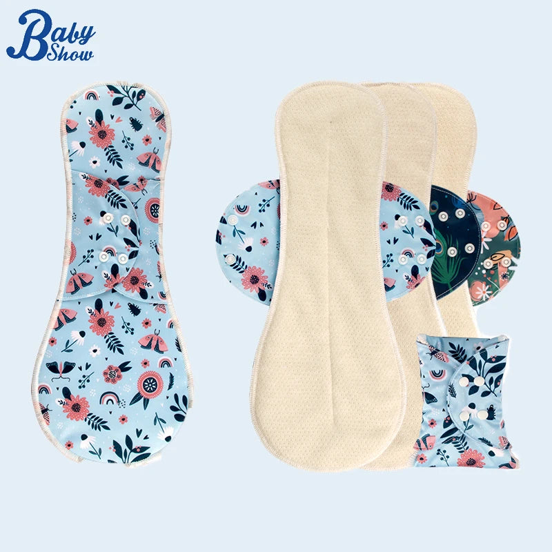 2pcs Washable Menstrual Pad Night Reusable Panty Liner Sanitary Towels Absortable Menstrual Cotton Pads for Women Period