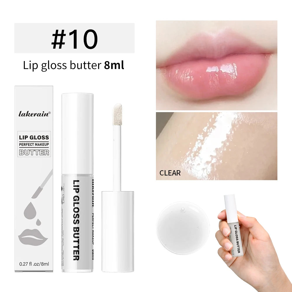 8ml Butter Non-stick Cup Gloss Lip Gloss Moisturizing Mirror Lip Gloss Lasting Color Lip glaze Dye Lip Liquid Makeup For Women