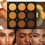 9-in-1 Contour & Bronzer Face Palette for Dark Skin Tone – Waterproof, Smooth Blendable Shades for Sculpted Definition & Warm Sun-Kissed Glow