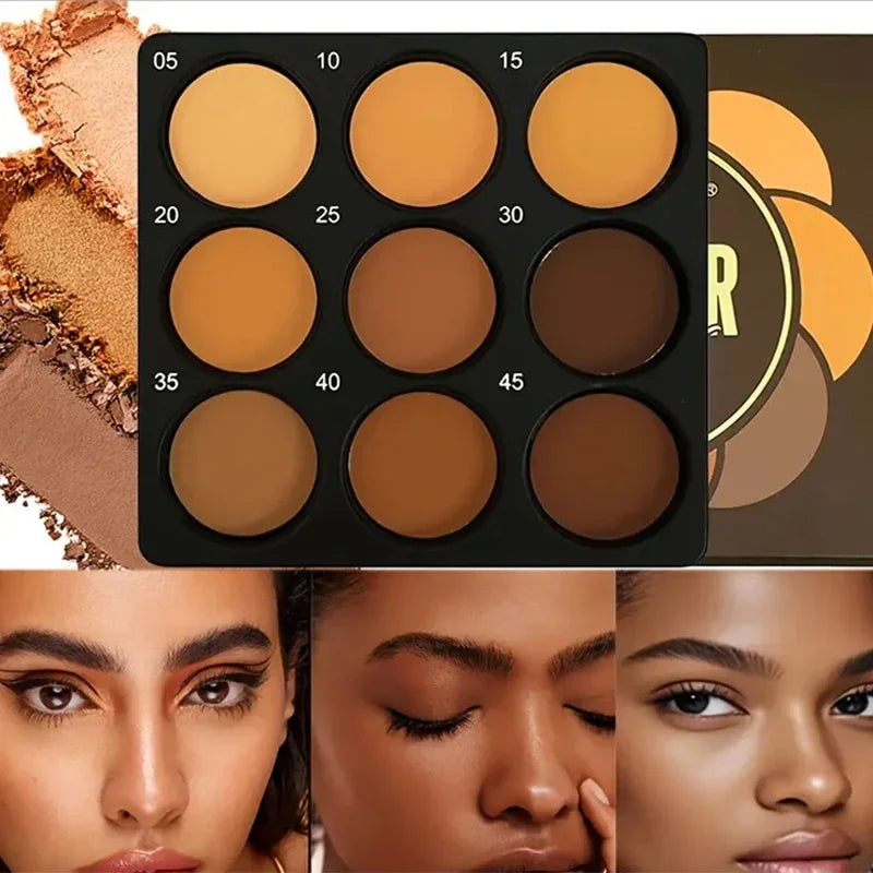 9-in-1 Contour & Bronzer Face Palette for Dark Skin Tone – Waterproof, Smooth Blendable Shades for Sculpted Definition & Warm Sun-Kissed Glow