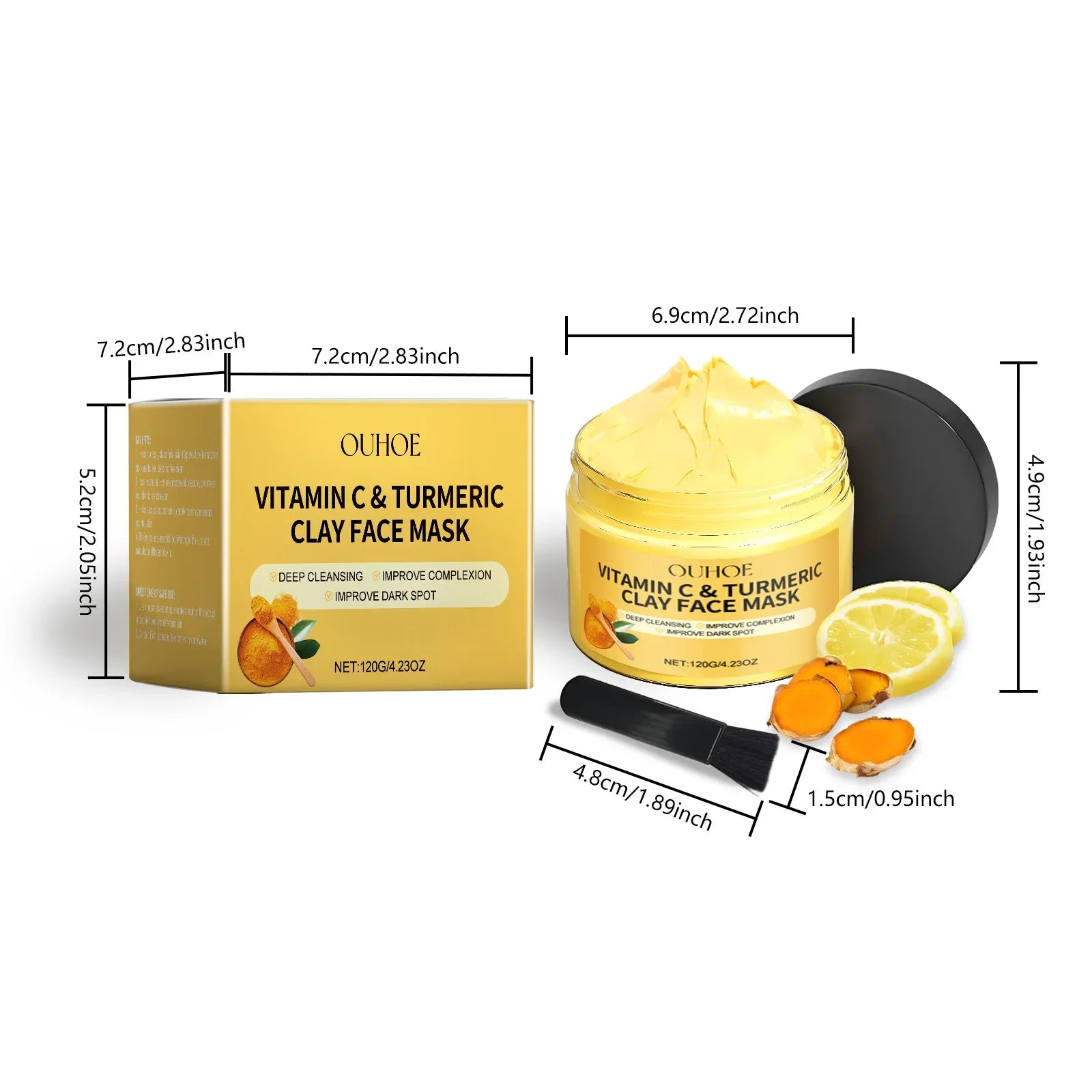 Vitamin C Turmeric Mud Mask Exfoliating Facial Mask Improve Pore Deep Cleansing Nourishing Hydrating Glowing Skin Care Clay Mask