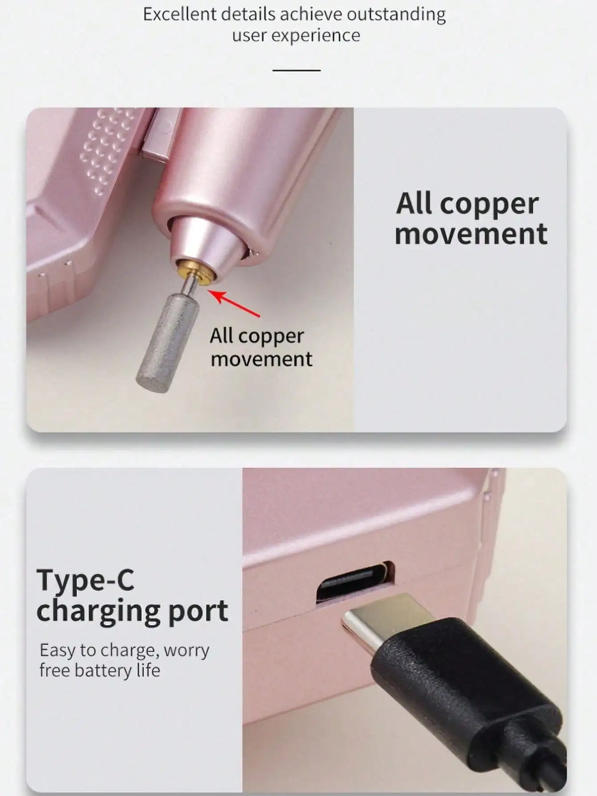 20,000RPM Rechargeable Electric Nail Drill, Portable Nail File Machine For Acrylic, Gel Nails Polishing, With 11 Sanding Bits And 20 Sanding Bands, Suitable For Beginners And Professionals, Professional Tool Manicure Set, Gre