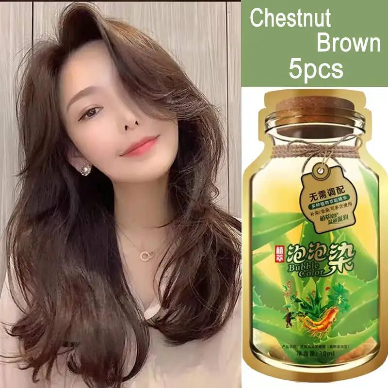 Natural Plant Herbal Hair Dye Shampoo 5 Minutes Change Hair Color Non-irritating Nourishing Repairs Gray White Hair Beauty Care