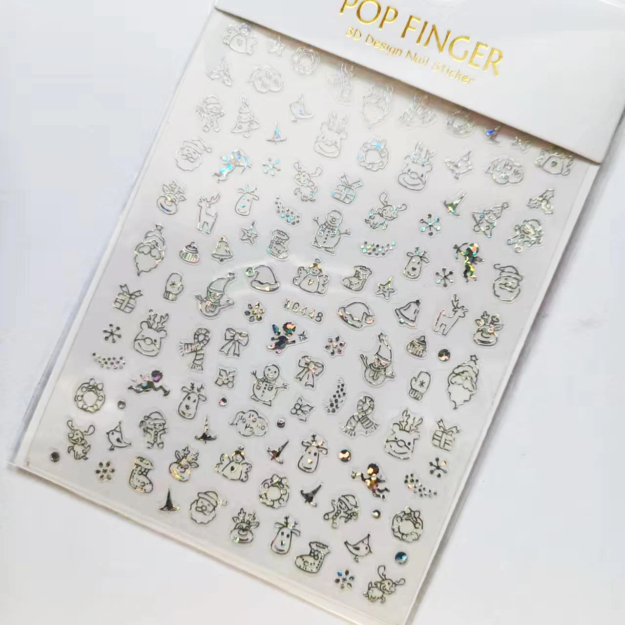 Sliver Bronzing 3D Christmas Nail Art Decoration Sticker Sparkly White Colorful Glitter Geometry Snowflake Winter Slider Foil