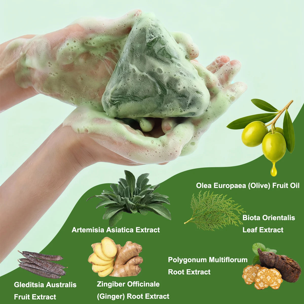 Usman grass Smooth Triangle Shampoo Bar, Deeply Moisturizing Herbal Soap, Deeply Cleanses and Removes Odors, Smooths Frizz