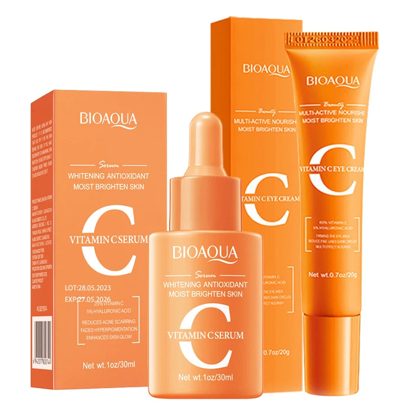 BIOAQUA Vitamin C Skin Care Kit Moisturizing Face Serum Anti-Aging Anti Dark Circles Eye Cream Facial Eyes Travel Size Skin Care