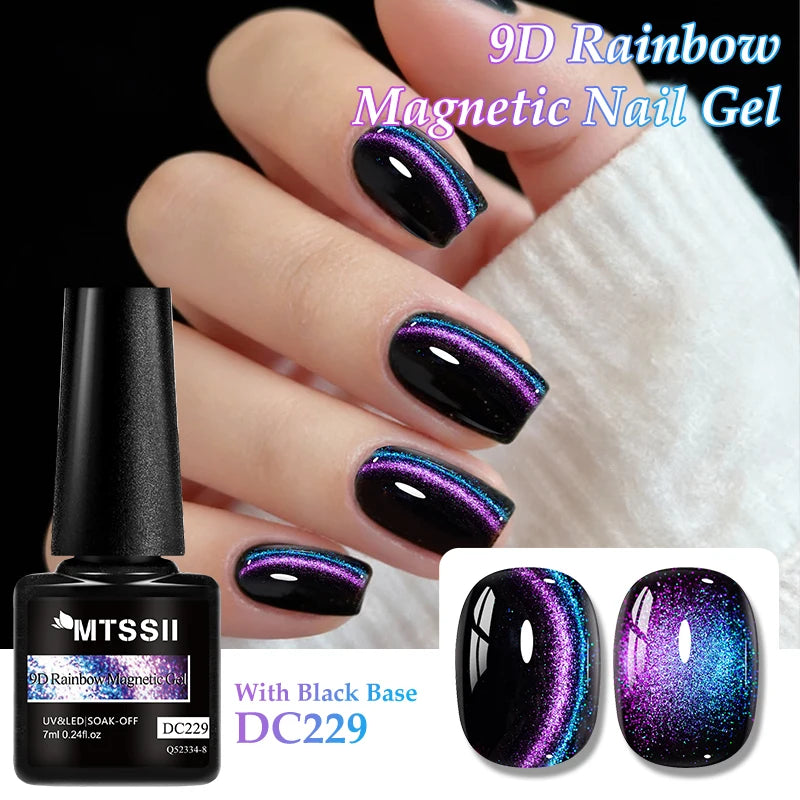 9D Rainbow Cat Magnetic Gel Nail Polish Chameleon Galaxy Effect Magnetic Semi Permanent Soak Off UV Gel Varnish Nail Supplies