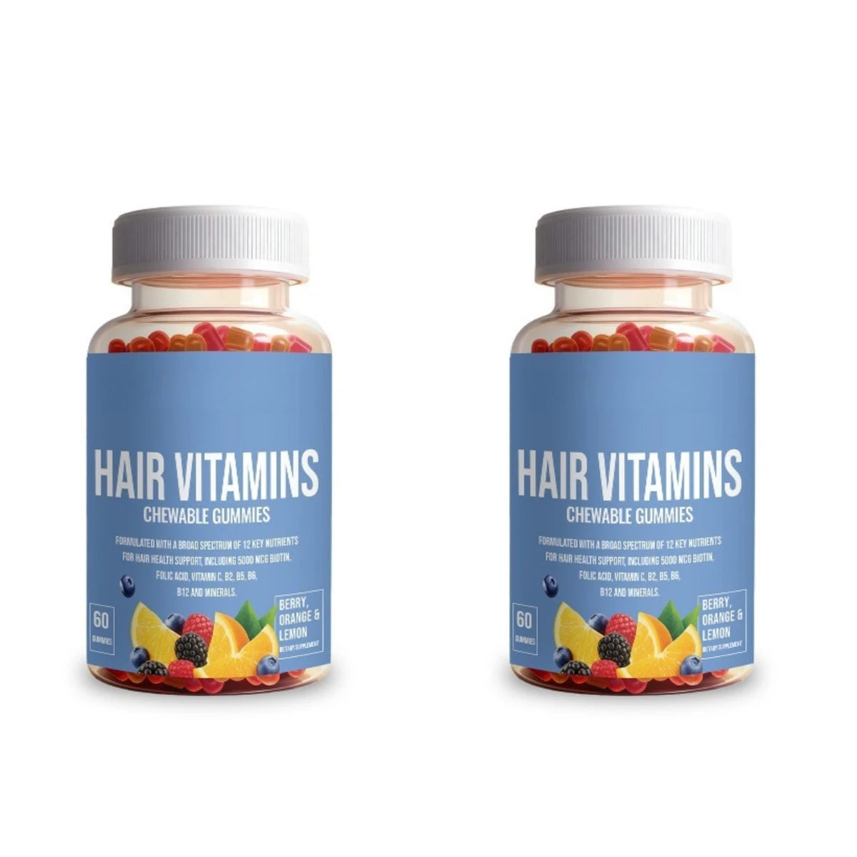 60 Count Hair Vitamin Gummie with 500mg Biotin and Multivitamin Promote Healthy Hair & Nail Growth Daily Nutritional Supplement