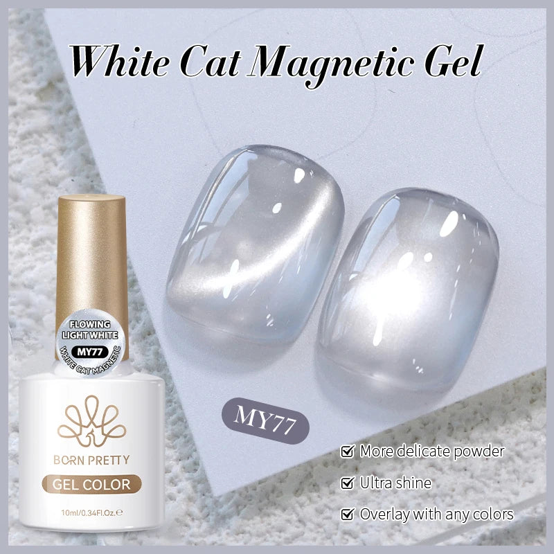 BORN PRETTY 10ml Rhine Lake Blue Cat Magnetic Gel Dark Blue Glitter Soak Off UV Gel Nail Art Varnish Manicure Nail Art Salon