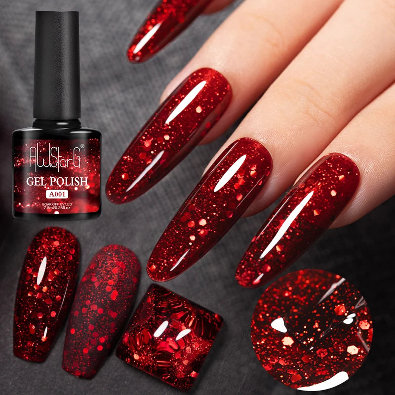 AWStorG Intense Rainbow Cat Eye Gel 5ml Holographic Laser Magnetic Nail Gel Soak Off UV LED Gel Polish Shiny Rainbow Manicur