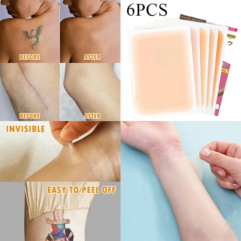 6 Pcs Tattoo Scar Flaw Concealing Tapes Waterproof Tattoo Film Ultra Thin Patch Tattoo Scar Patches Birthmark Concealing Sticker