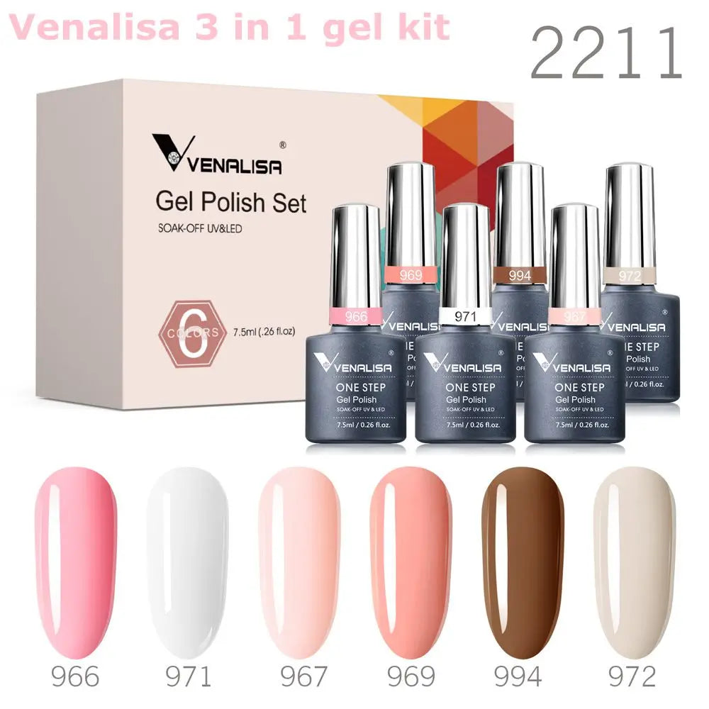 6pcs Venalisa Construction Gel Kit Stronger Jelly Color Reinforce Natural Nail Varnish Rubber Base Color Series Nude Collection