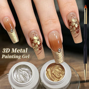 BORN PRETTY 5ml Gold Silver 3D Metal Nail Gel Polish Carving Plaster Texture Embossed Nail Gel Metal for DIY Manicure Art
