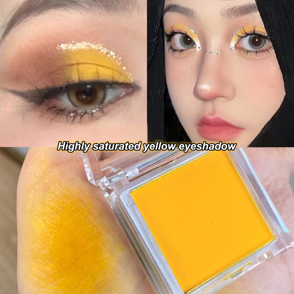 Matte Single Color Eyeshadow Palette, High Pigment Long Lasting Waterproof Eye Shadow Powder, Neon Green Shade Daily Party Eye