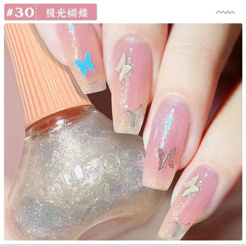 12ml  No-bake Quick Dry Nail Polish Shimmer Nail Polish Quick Dry No Peelable Long Lasting Nail Art Varnish 45 Colors