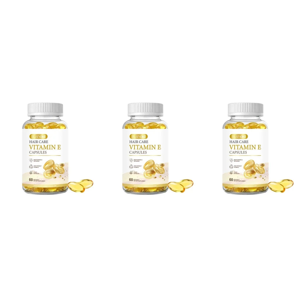 BushAid Hair Care Vitamin E Softgels with Biotin and Zinc for Healthy Hair Growth, Skin Hydration and Strong Nails, 60 Softgels