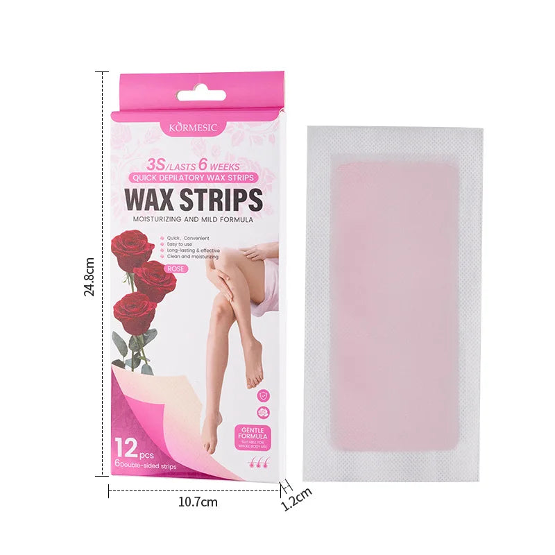 12 tablets/box Professional Hair Removal Wax Strips For Summer Depilation Double Sided Cold Wax Paper For Leg Body Useful