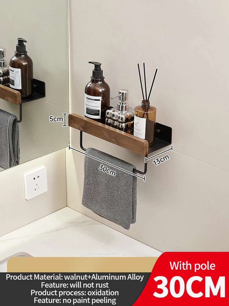 Wood Aluminum Waterproof for Bathroom Shelf Shelves Shampoo Makeup Storage Holder Accessories Kitchen Sorage Bath Accessories