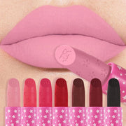 Waterproof Rose Pink Lipstick Star Embossed Velvet Matte Lasting Lip Stick Lasting Non-stick Cup Lip Gloss Women Makeup Cosmetic