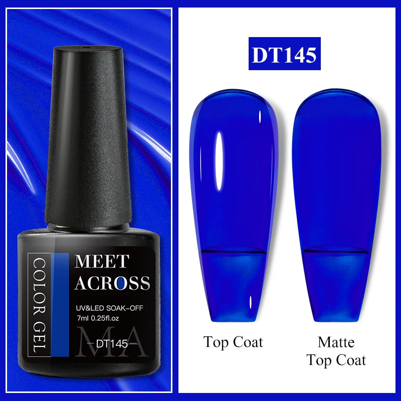 MEET ACROSS 7ml Dark Color Glitter Top Coat Gel For Nails Brocade Powder 2 In 1 Chameleon Nail Art Gel Varnish Manicure