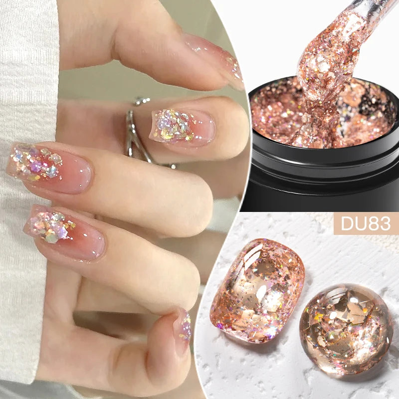 8ML Glitter Gel Nail Polish Shining Mineral Sequins Soak Off UV LED Nail Gel Semi Permanent Nail Art Supplies for Manicure
