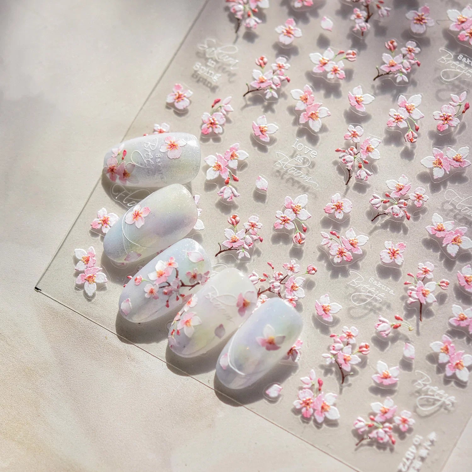 Japanese Nail Parts 5D Reliefs Cherry Blossom Self Adhesive Nail Art Stickers DIY 2025 Summer Flower Manicure Decoration Decals