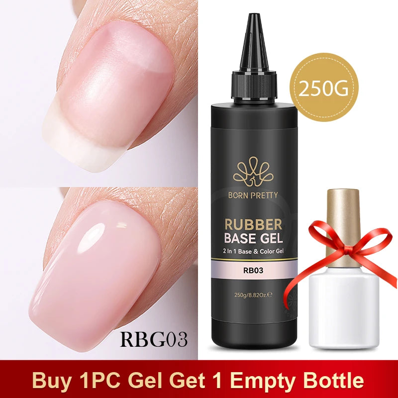 BORN PRETTY 250g Super Top Coat Base Gel Soak off UV LED Drying Long Lasting Semi Permanent Jelly Nude Pink Gel Nail Polish
