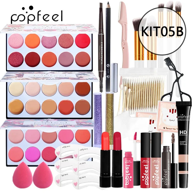 Christmas Makeup Gift Box Foundation Eyeshadow Powder Long Lasting Lip Ink 27 Pieces Birthday Gifts Makeup for Women Full Kit