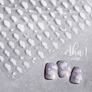 1pc Cute White Cloud Nail Stickers Ultra Thin Nail Art Stickers Self Adhesive Decals Star Moon/Flower/Clouds Kawaii Nail Decals