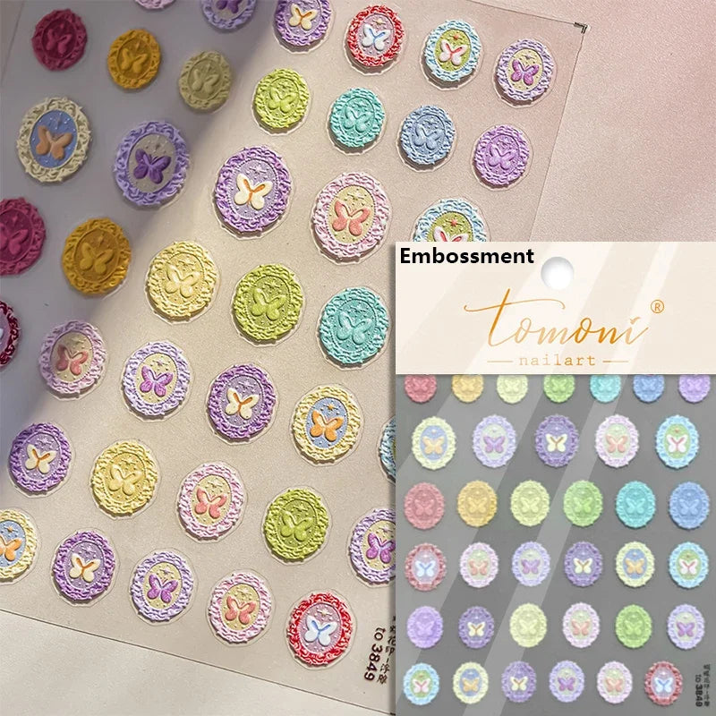 1 pc 5D sunflower nail stickers rose daisy cherry blossom self-adhesive nail art stickers oil painting style decorative sticker
