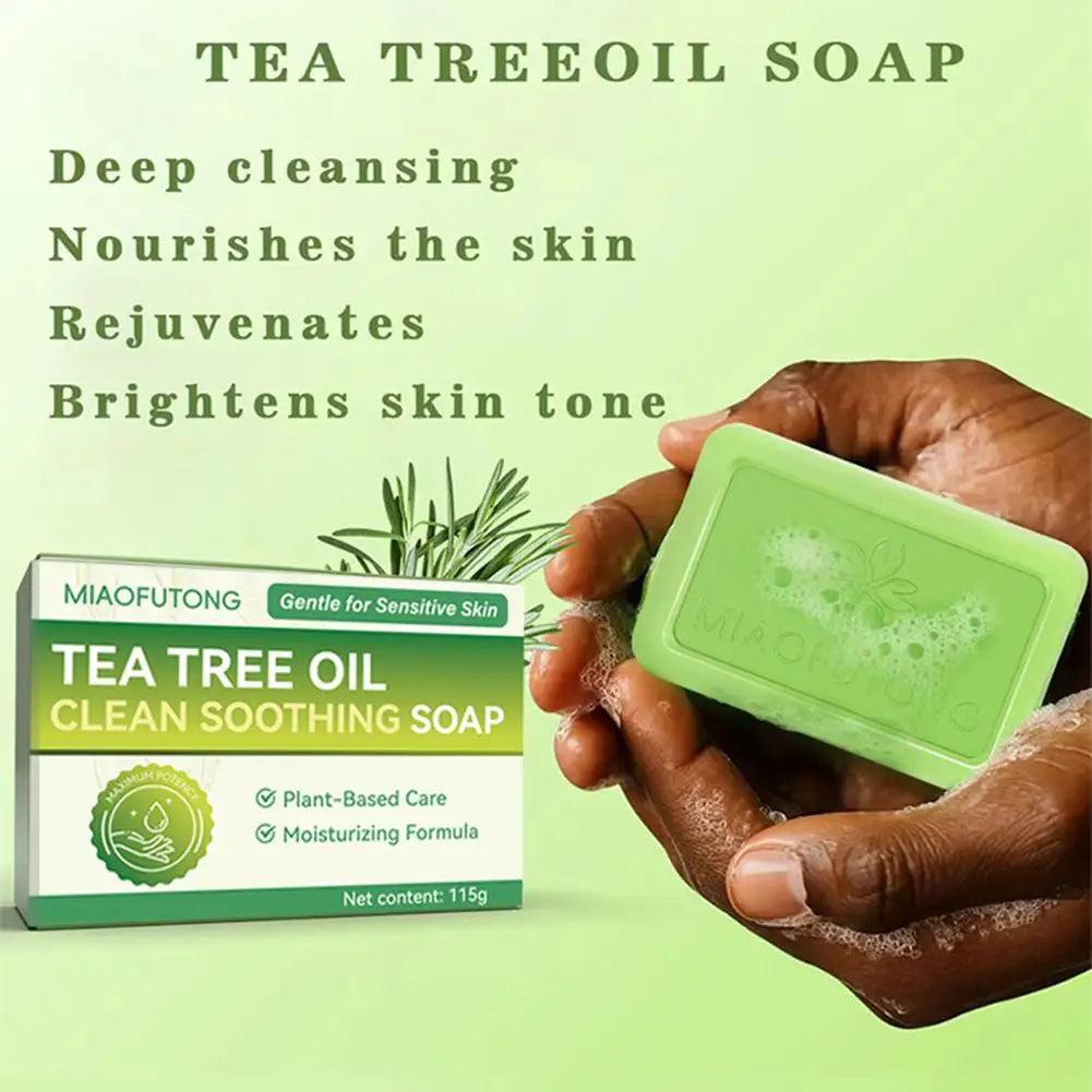 MIAOFUTONG Gentle For Sensitive Skin TEA TREE OILANTIFUNGAL SOAP Plant-Based Care Moisturizing FormulaG Lmproving Acne