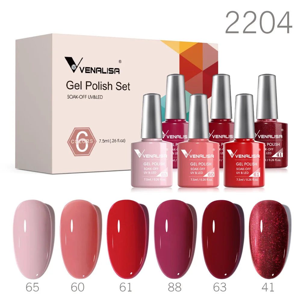 6pcs Venalisa Construction Gel Kit Stronger Jelly Color Reinforce Natural Nail Varnish Rubber Base Color Series Nude Collection