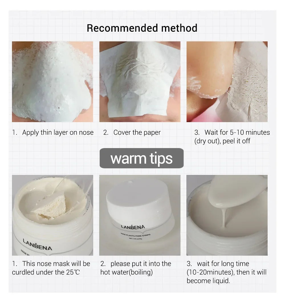 LANBENA Blackhead Remover Nose Mask Cleaner Pores Peeling Deep Cleansing Blackhead Peel Off Mud Mask Treatments Skin Care