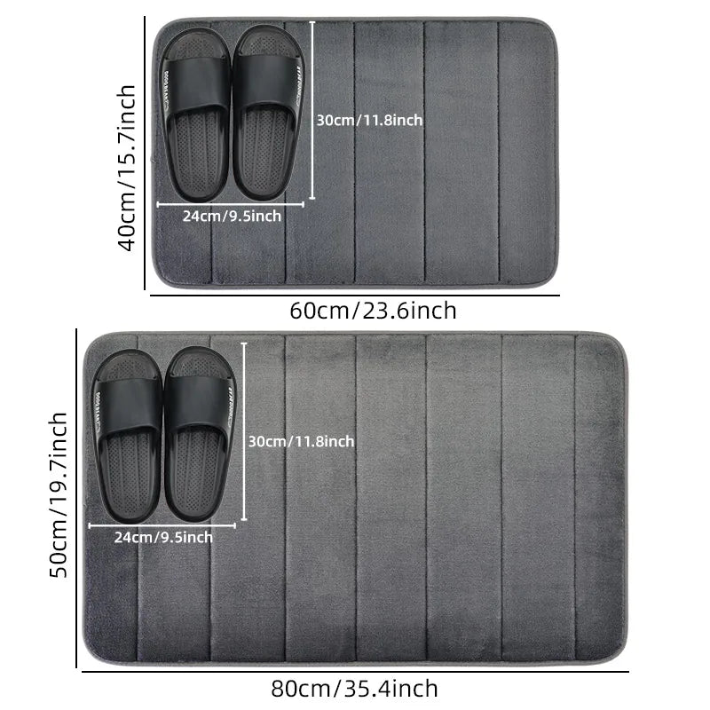 Bathroom Coral Velvet Anti-skid Mat,Quick Water Absorption,Dry Machine Washing,Toilet Mat,SoftComfortable, Easy Mat Bathroom Use
